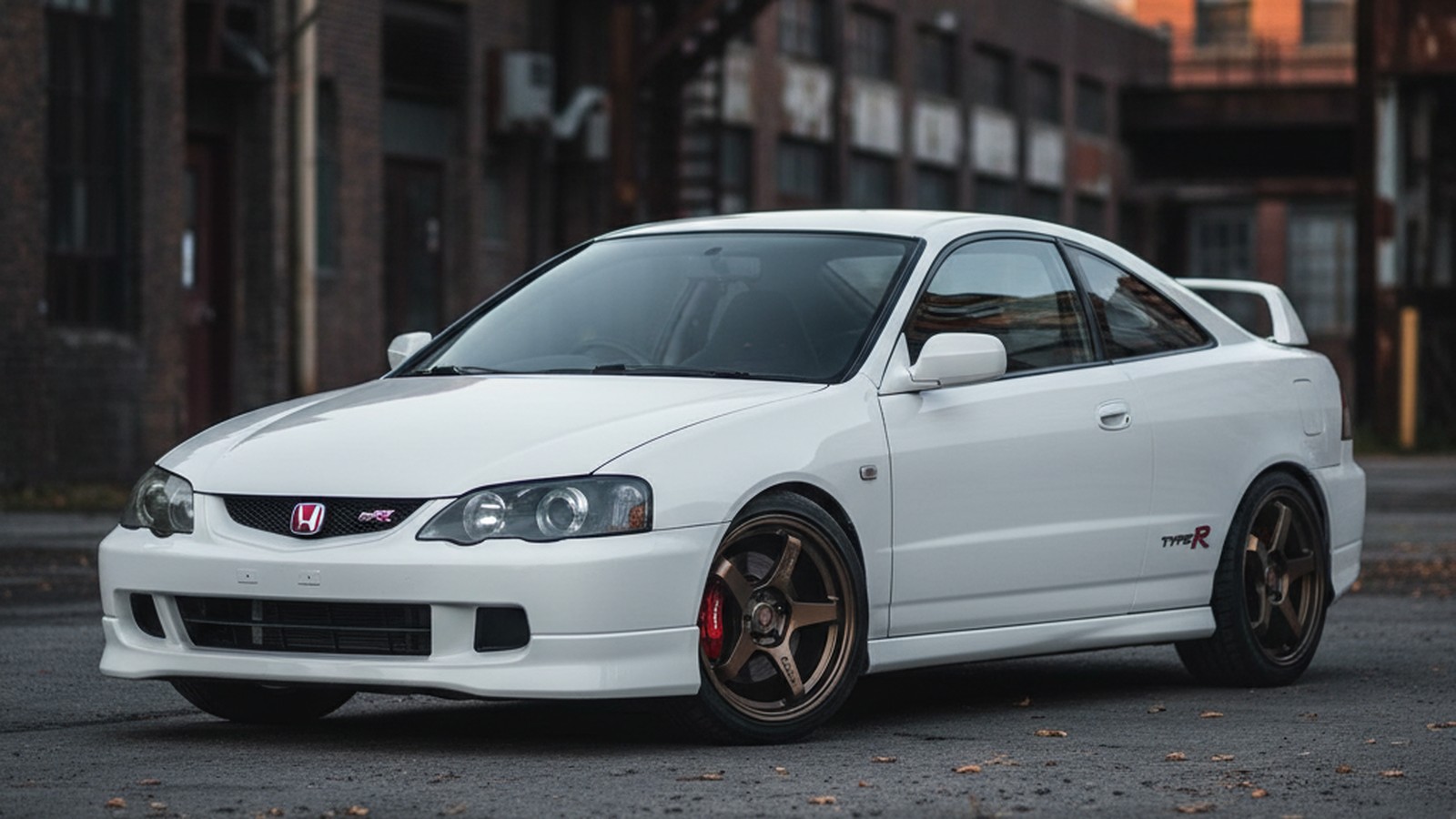 Honda Integra Type R (DC5) on custom aftermarket wheels, front three-quarter view