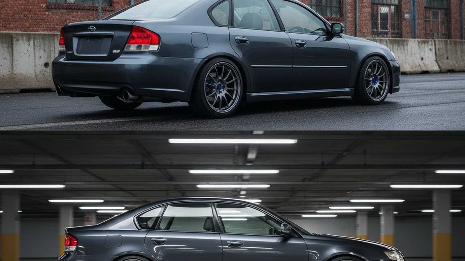 Subaru Liberty GT on custom aftermarket wheels, front three-quarter view